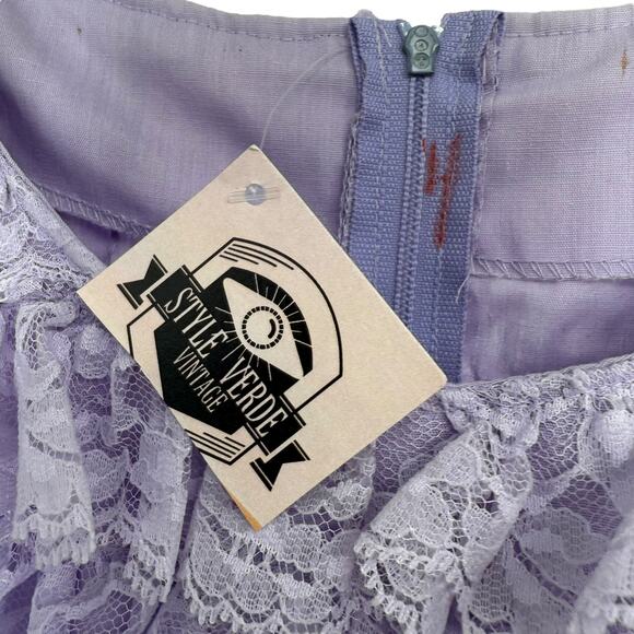 Bloomer Top Full Ruffle Vintage Handmade Reworked Top Purple XS Coquette Cropped - Picture 5 of 8